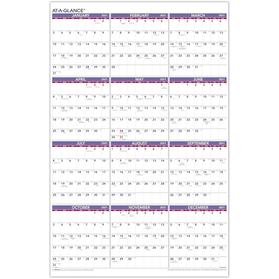 Amazon.com: 2021 Wall Calendar by AT-A-GLANCE, 24 amazon-com-2021-wall-calendar-by-at-a-glance-24-x-36-yearly-extra-large-pm122821-office-products