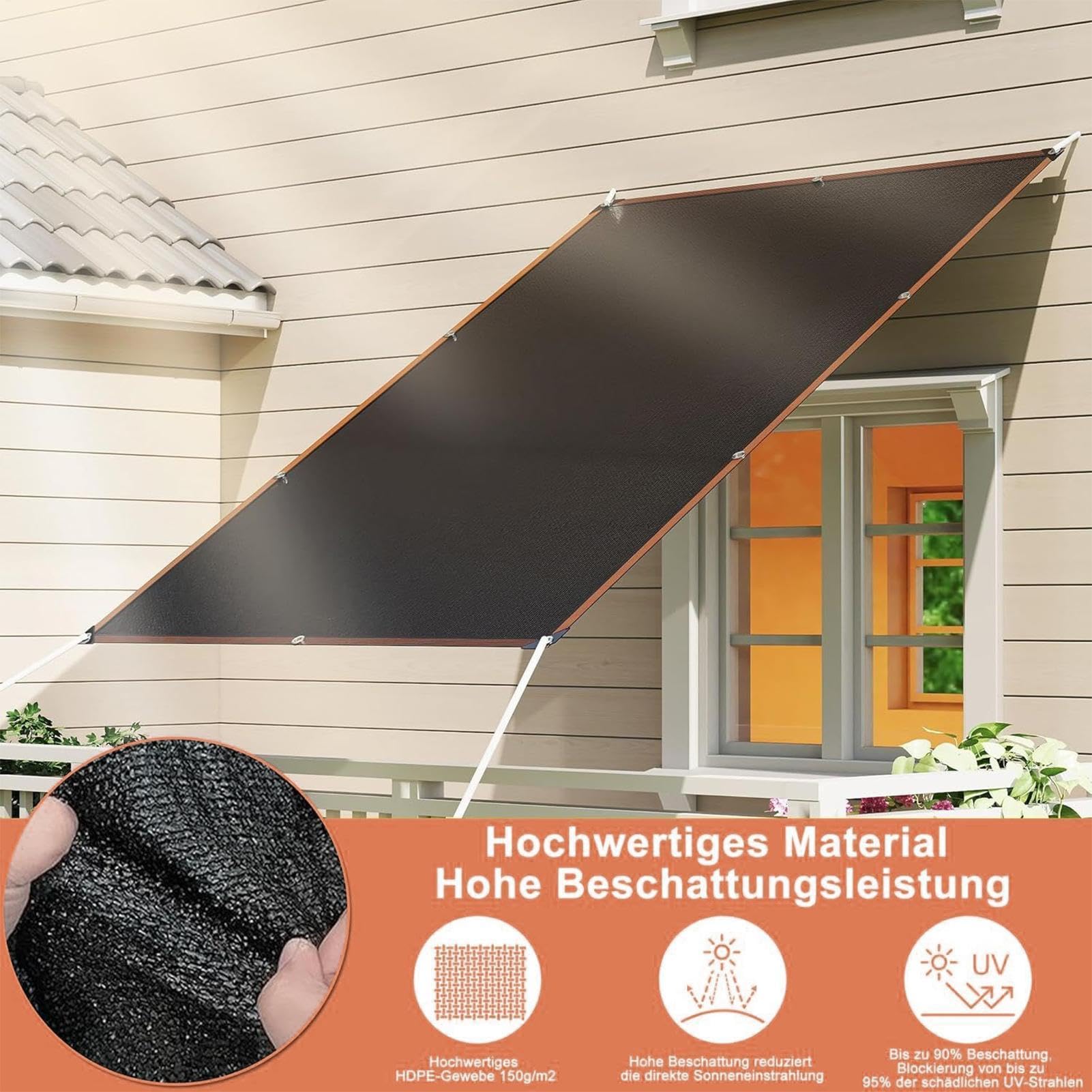 Zewnętrzny Żagiel Przeciwsłoneczny Prostokątna Markiza Zacieniająca | Prostokątny Żagiel Cieniujący na taras ogród balkon plaża podwórko pojazd pokład