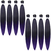 Vista 30 de Alrence Cabello trenzado preestirado largo de 30 pulgadas – 8 paquetes de extensiones de cabello trenzado profesional, trenzas de crochet de fibra