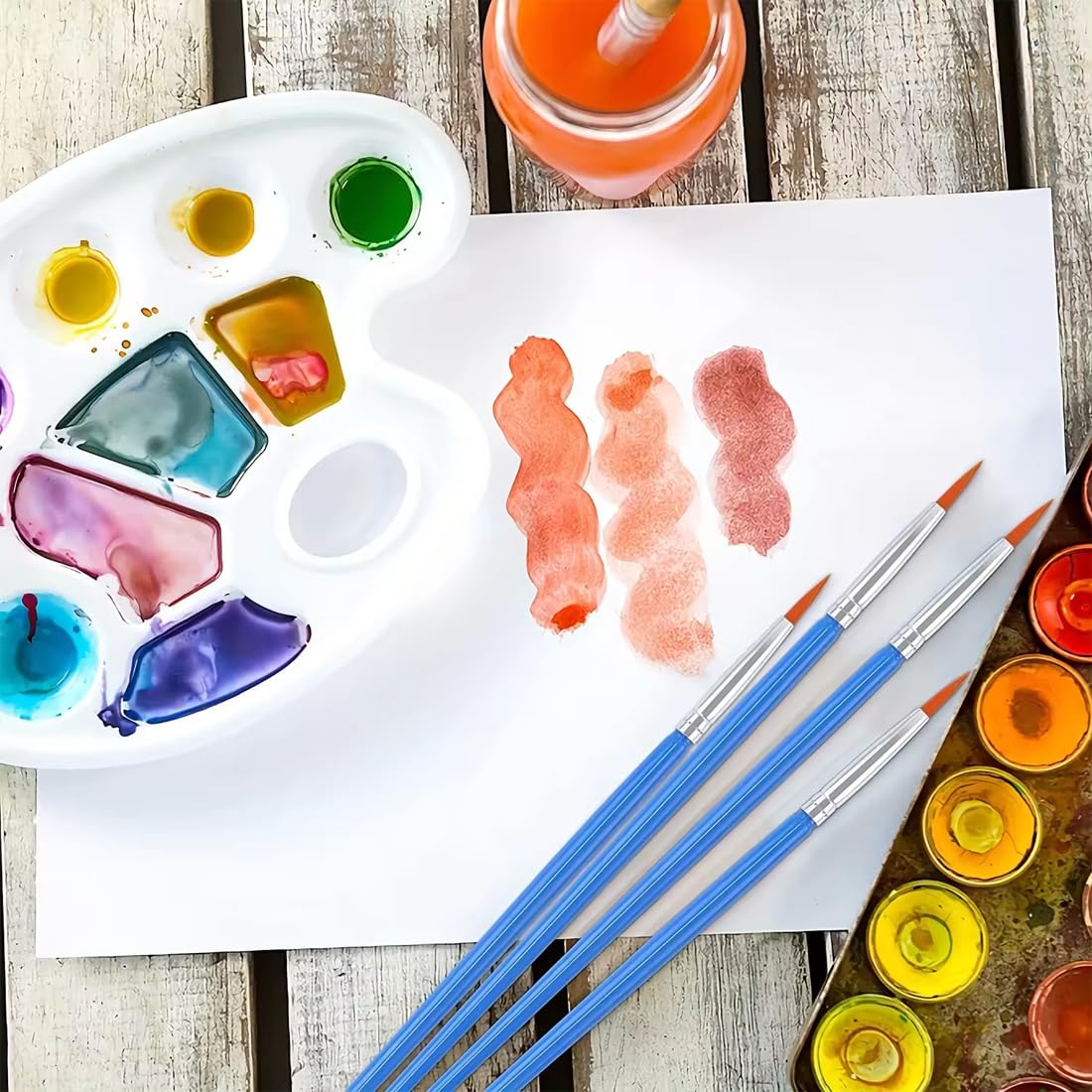 Set 50 Pennelli Nylon Per Pittura: Teste Piatte E A Punta, Acquerello, Olio, Acrilico, Ideali Per Principianti E Artisti