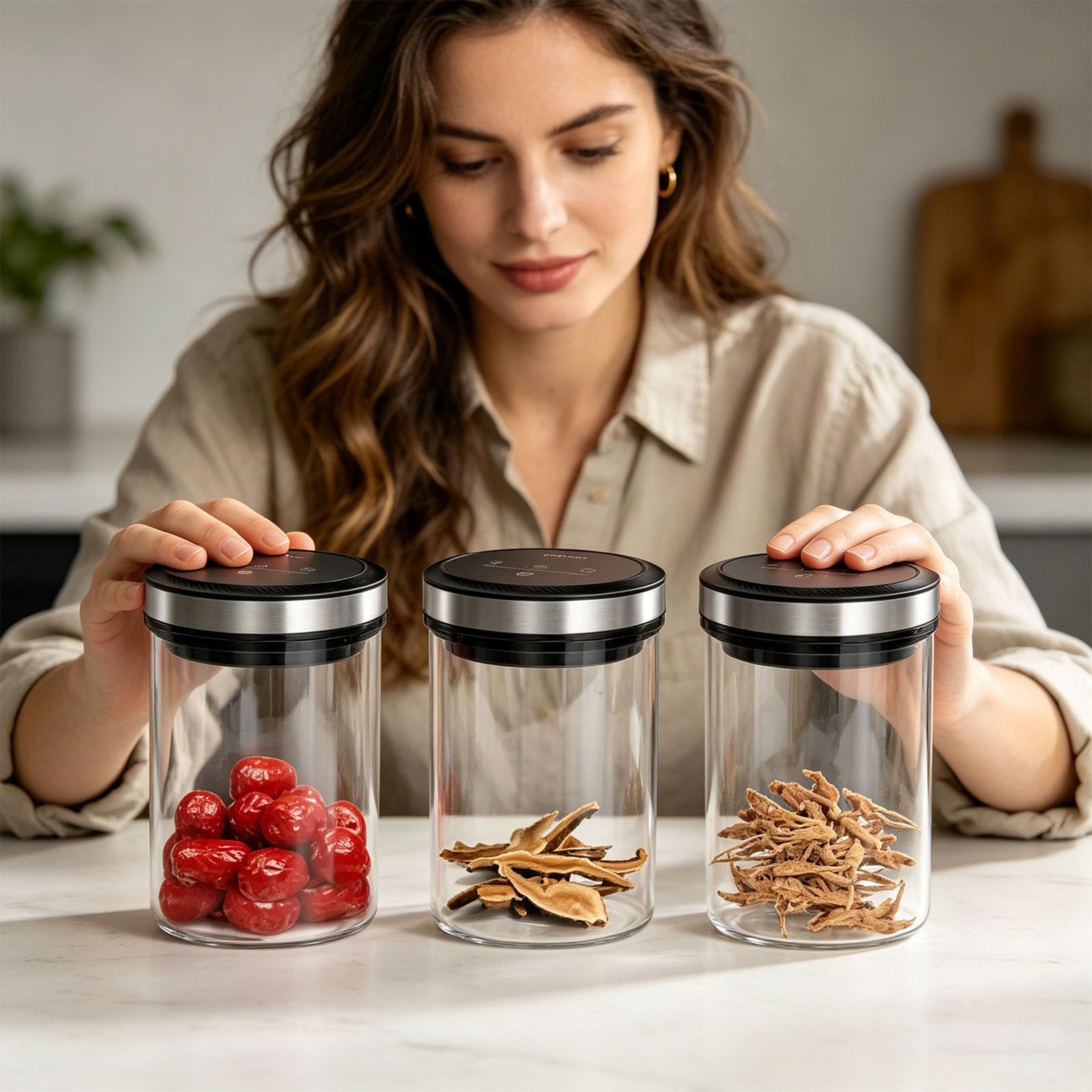 Récipient de Stockage de Nourriture sous Vide en Verre borosilicaté avec Pot de Conservation de café Intelligent d ' Utilisation de 4500 Heures