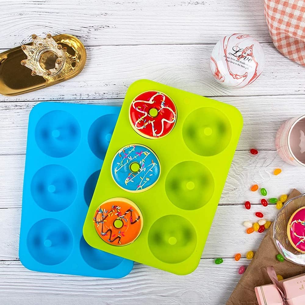 trabag Silicone Cake Moulds for Baking 2 Pack Silicone Moulds for Baking Large Non-Stick 6 Cavity Donut Mould - Image 3