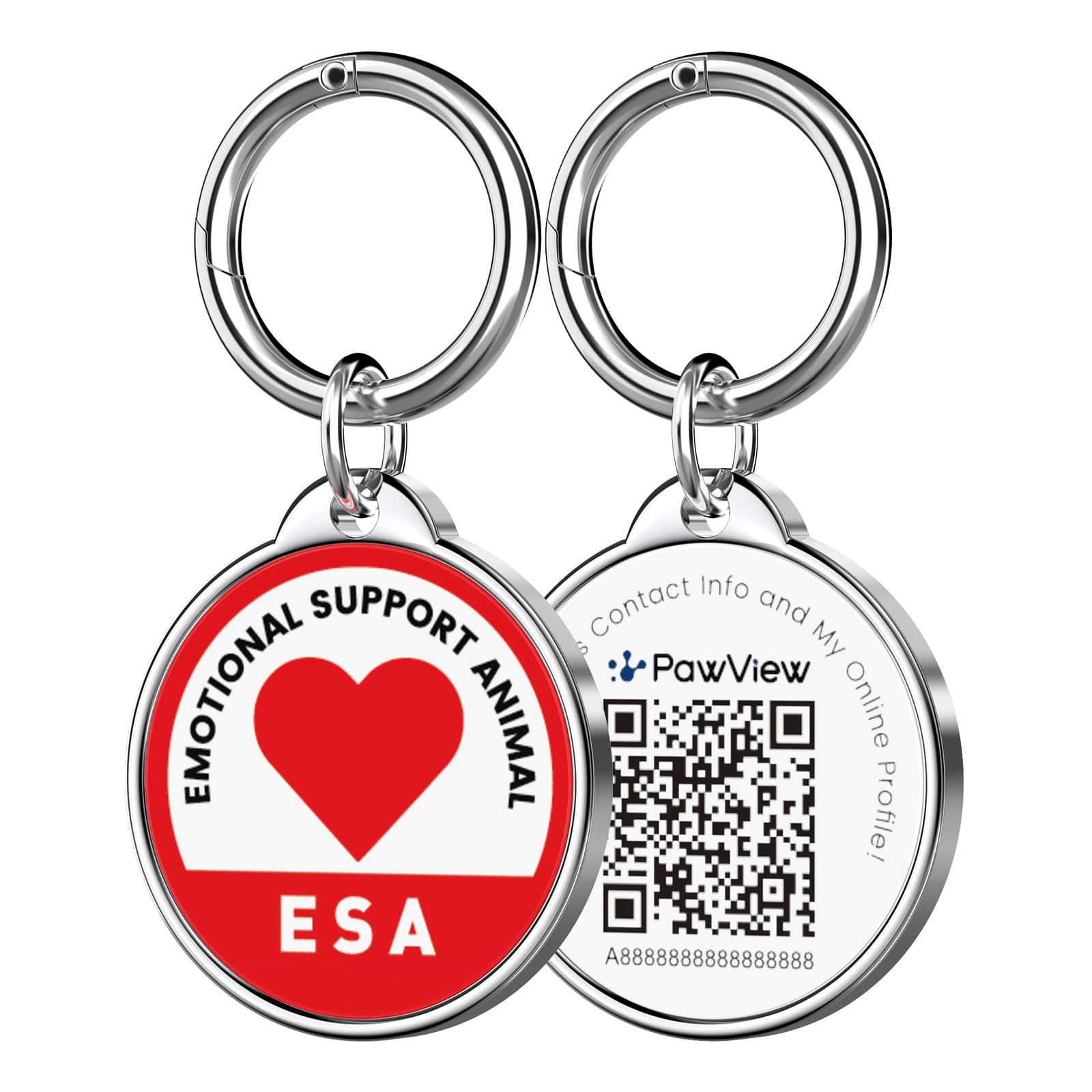 PawView ESA QR Code Dog Tag, Personalised Dog ID Tag for Emotional Support Pets with Scan Location Alerts, Custom Online Profile, No Engraving Needed, Waterproof Epoxy Resin & Stainless Steel, UK