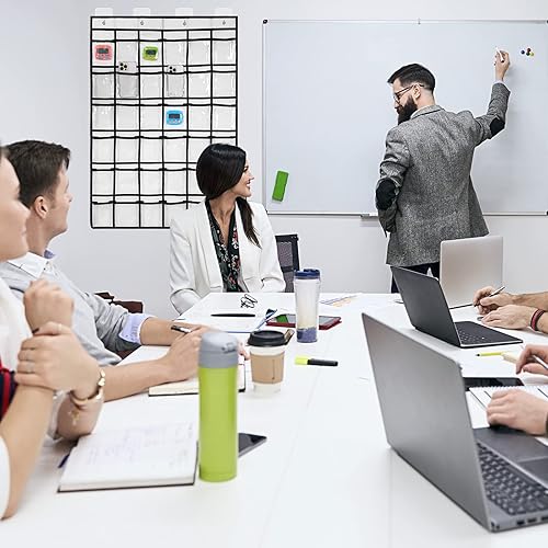 Miniatura 4 de Berlune 6 unidades de 36 bolsillos para el aula para teléfonos celulares, organizador de bolsillo transparente con calcomanías de números para