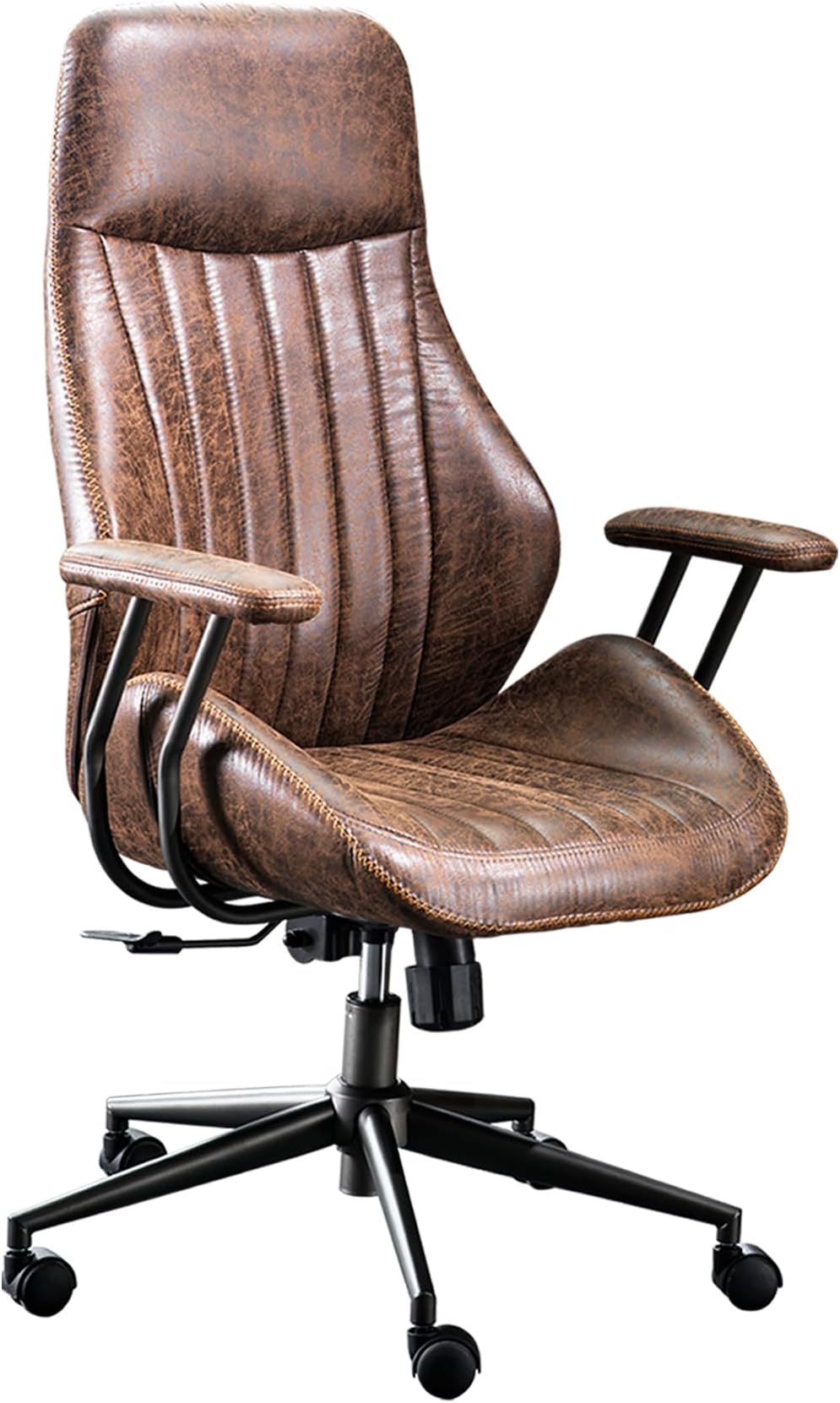 ovios Computer Office Chair,Modern Ergonomic Desk Chair,high Back Suede Fabric Desk Chair with Lumbar Support for Executive or Home Office (Black-Dark Brown)
