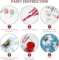 Vista 4 de Ginkko Pintura por números para adultos, niños, principiantes, con marco de madera, fácil, acrílico sobre lienzo, 12x16 pulgadas, con pinturas