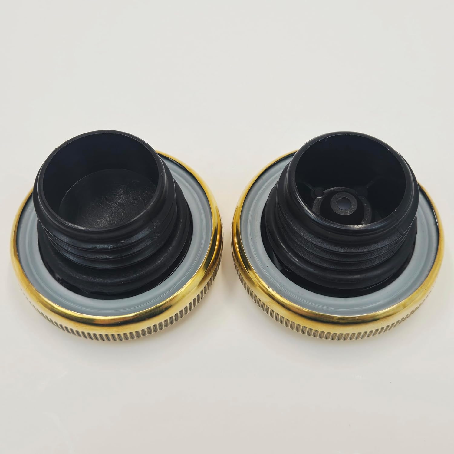 Brass Plated OE Style Vented & Non-Vented Dual Gas Caps for ALL 1982-1999 Harley Models with Split 2-PC Gas Tanks: Big Twin FX, Softail, Touring, FXR (Left & Right Hand Thread) Replaces HD# 61272-92A