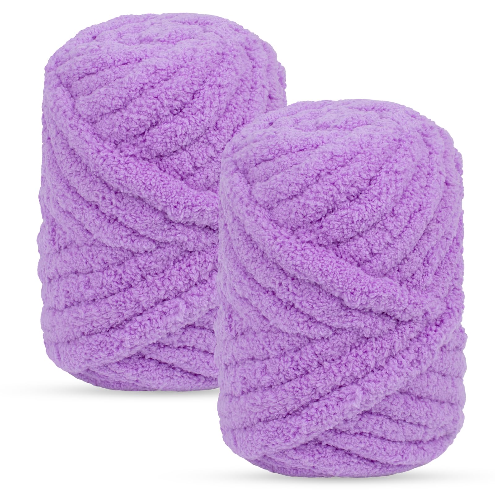 Uiopa Arm Knitting Yarn, 2 x 240g Jumbo Fluffy Chunky Yarn for Crochet, Hand Knitting Chunky Wool for Blankets, Cushions, Hats, Home Decor, DIY Crafts (Purple)