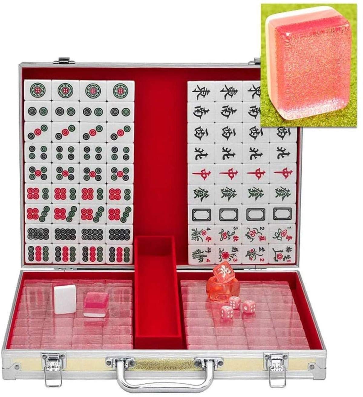 ATAAYMahjong Game Set, Mah Jong Mahjong Tiles Household Hand Numb Mahjong Tiles Crystal Gold Silk Mahjong, Hand Playing Local Gold Mahjong Tiles Transparent Acrylic Game Mahjong Tiles F