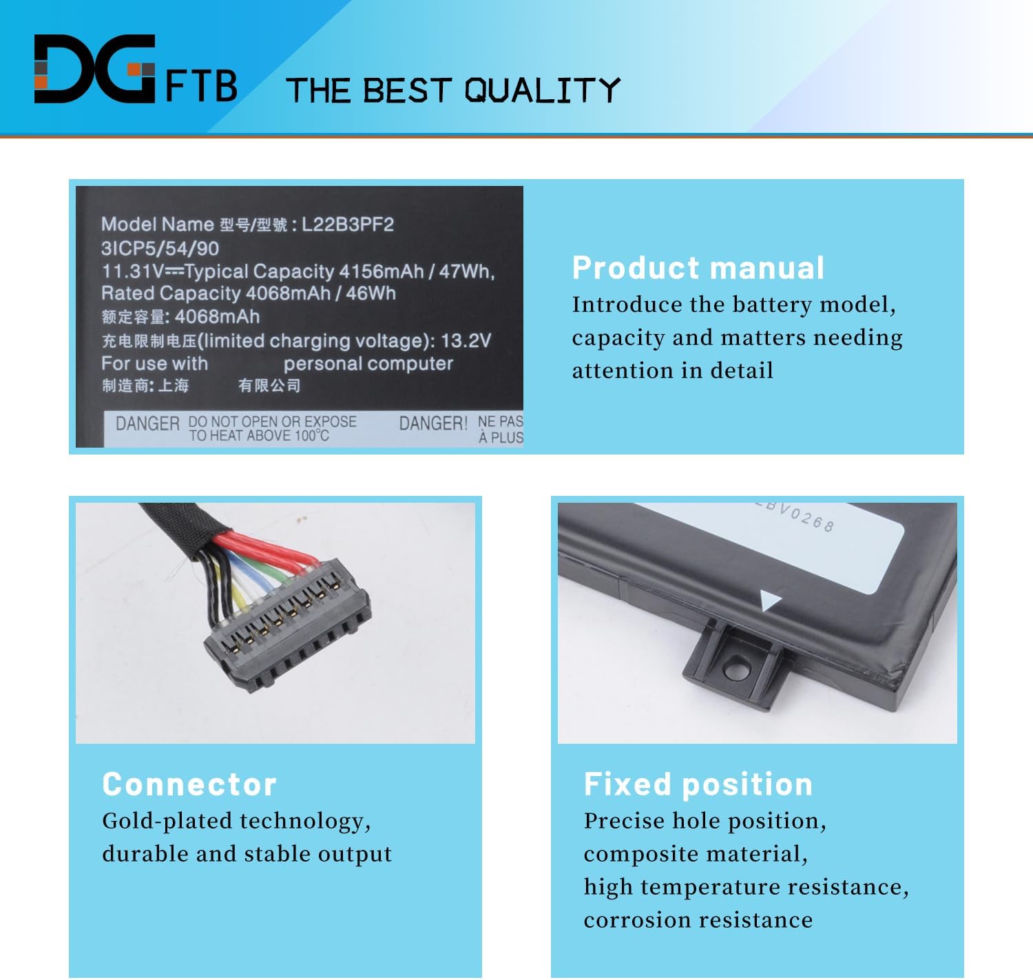 L22B3PF2 laptop battery Compatible for Lenovo V14 V15 G4 AMN IdeaPad Slim 3 14AMN8 14IAH8 14IAN8 15IAN8 15IRH8 15IRU8 16IAH8 Series SB11K09308 L22D3PF2 L22M3PF2 L22X3PF2 L22C3PF2 11.31V 47Wh/4156mAh