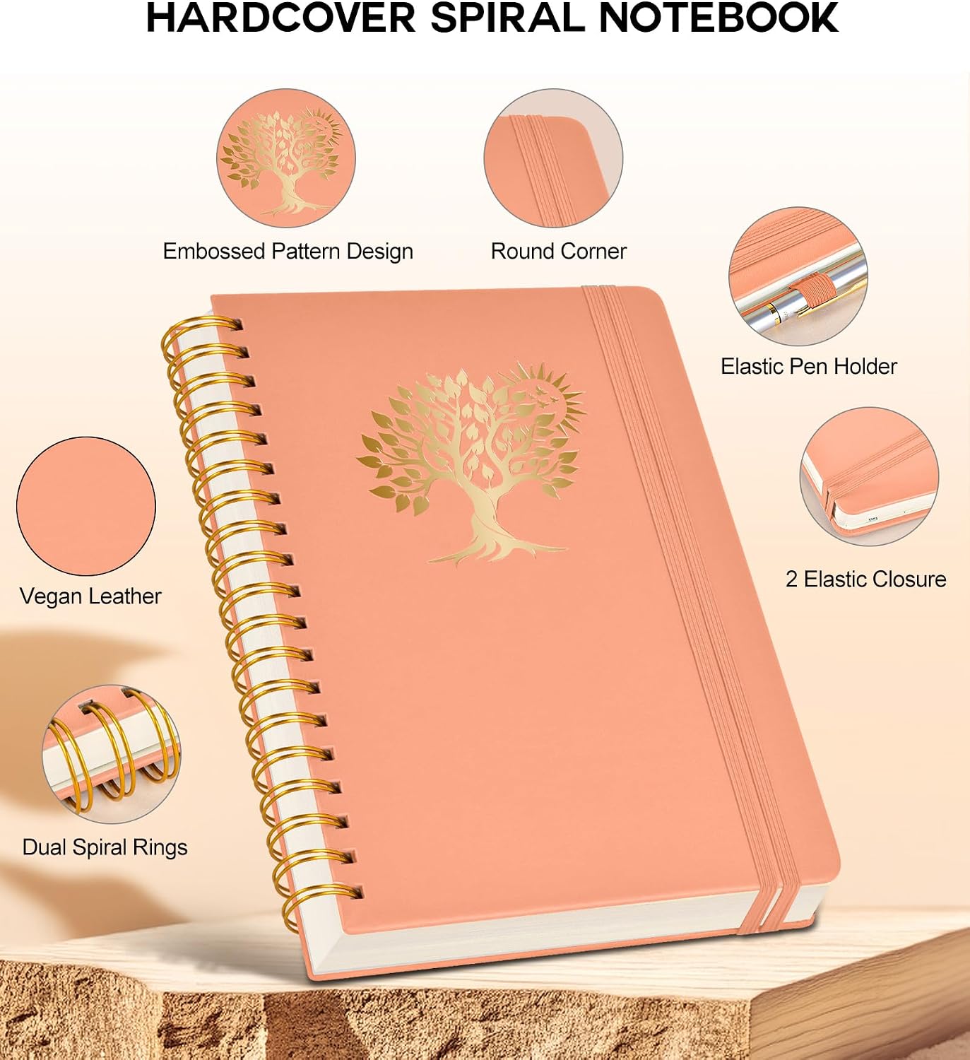 PERCUN Spiral Notebook 300 Numbered Lined Pages Hardcover Journal 8.5"x11" image 3