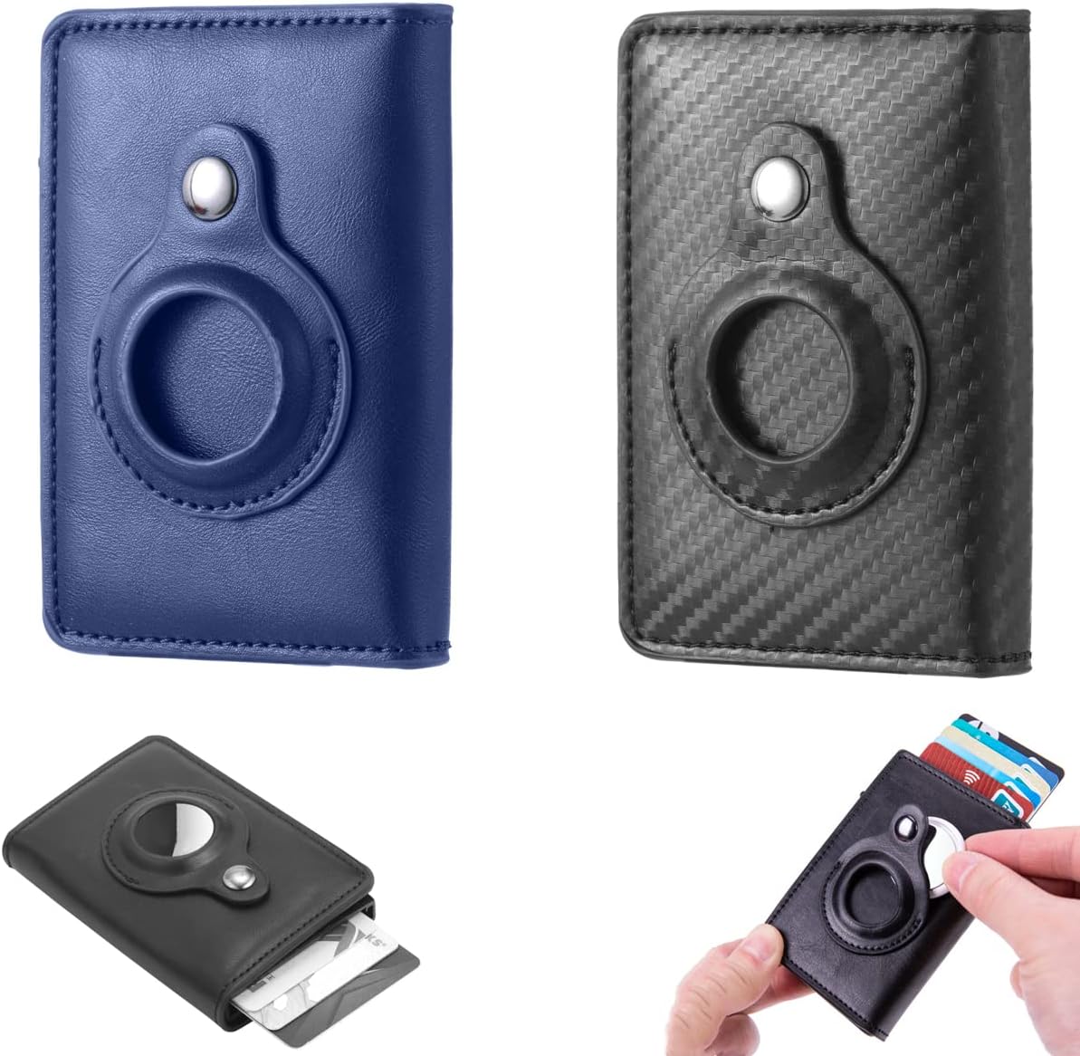 Anti-Lost Multi-Card Slot Credit Card Wallet,RFID Blocking Minimalist Wallet,Wallet for Men Women with Airtag Slot