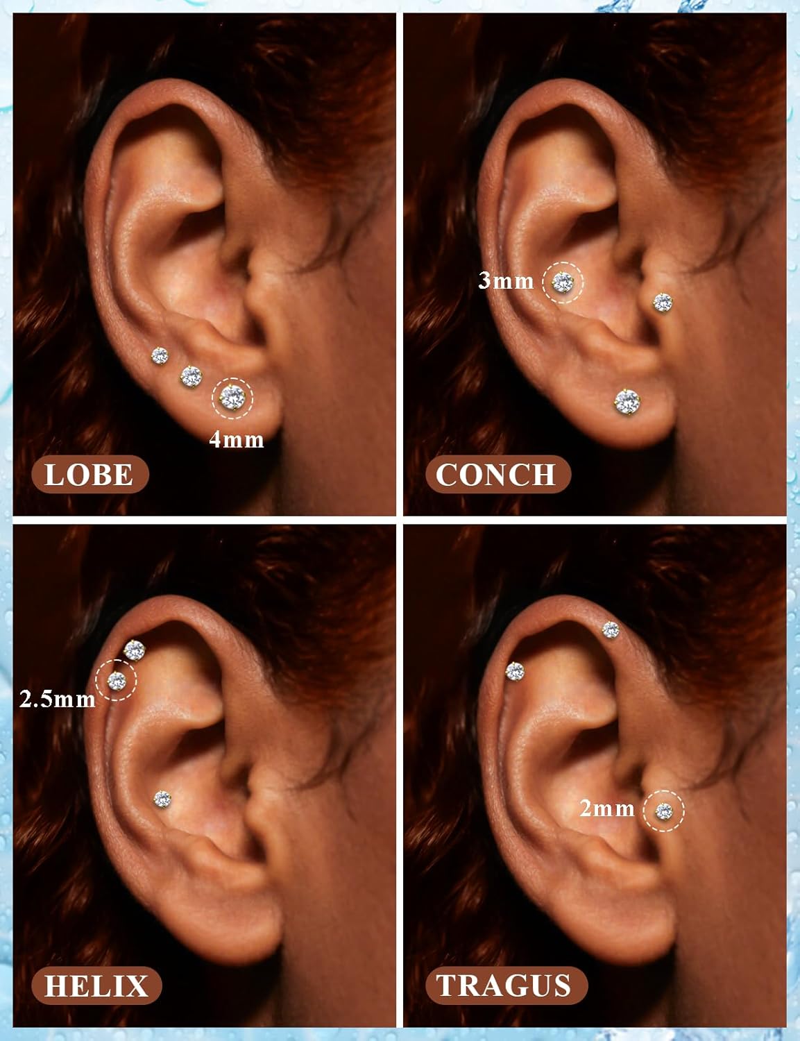 18G 16G Internal Thread Flat Back Earrings Nose Studs 316L Surgical Steel Tragus Forward Helix Conch Cartilage Lobe Earrings Stud Medusa Labret Monroe Lip Ring Piercing Jewelry For Women Men - Image 5