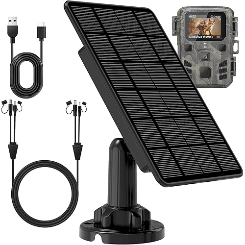 Trail Camera Solar Panel,Solar Battery Charger Kit for Trail Cameras,Solar Panel for Trail Camera-12V/6V/,5000mAH Rechargeable Lithium Battery IP65 Waterproof