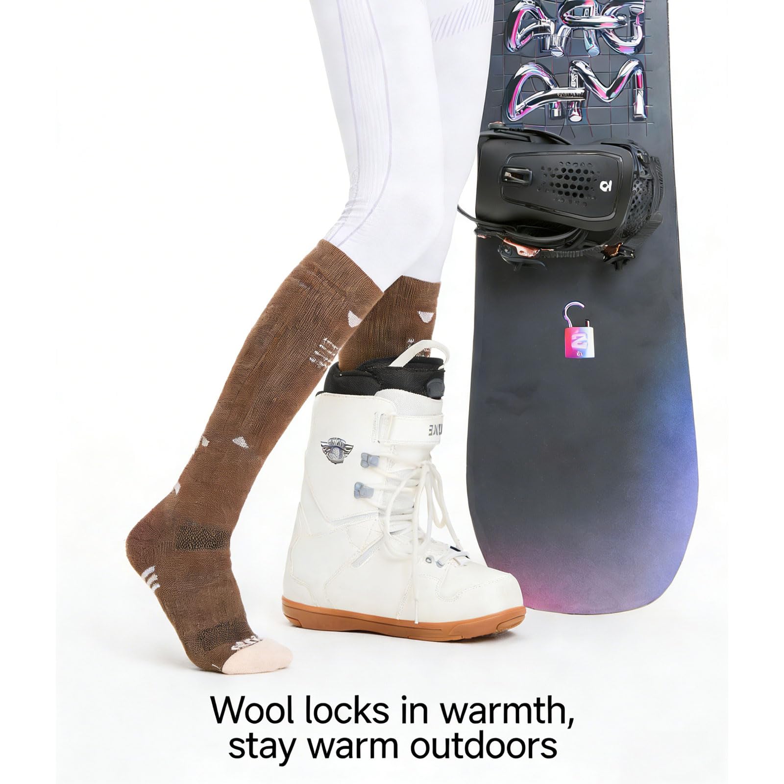2 Pares Calcetines Esquí Lana Merino Para Hombre y Mujer Térmicos Hasta la Rodilla Calcetines Invierno Absorbe la humedad Calcetines Altos De Compresión para Esquí,Snowboard y Excursionismo