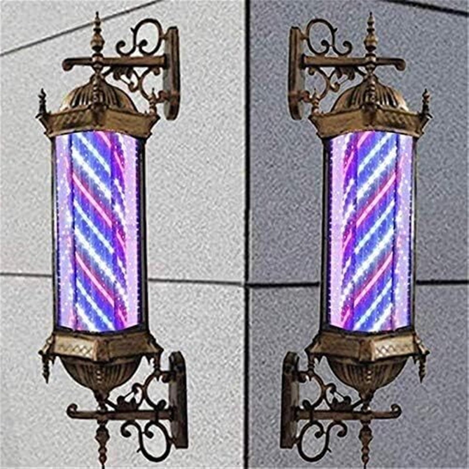 Salón Giratorio, barbería, Cartel Abierto, Poste, Tiras Rojas, Blancas y Azules con luz de Globo Brillante, lámpara montable en Pared
