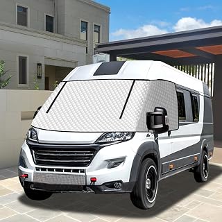 Frontscheibenabdeckung mit Reißverschluss, Außen Thermofenstermatte,Thermoschutz Abdeckung für F-I-A-T Du-ca-to,Peug-eot Bo-xer,Citr-oen Jum-per X250/290 06-24,Wohnmobil Abdeckung Sonnenschutz