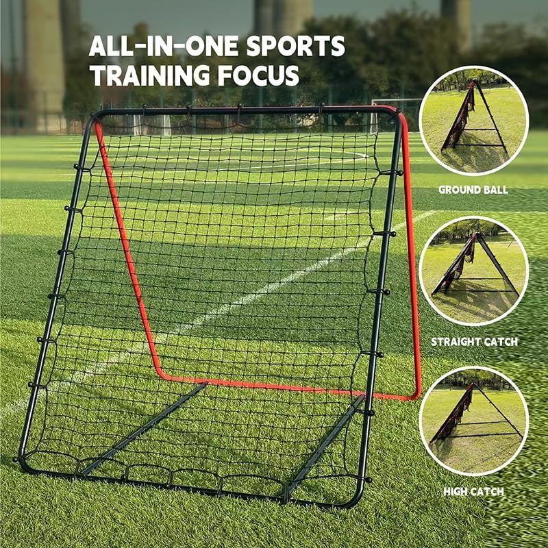 5x4FT Baseball Rebounder Net for Pitching and Batting Training – Multi-Sport Pitch Back Bounce Net – Softball, Soccer & Basketball Training Equipment for Kids and Adults