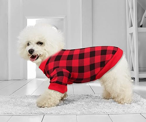 Miniatura 2 de Suéter de forro polar para perros pequeños, ropa de perro a cuadros, suave, grueso, cálido, suéter para perros pequeños, ropa para perros pequeños,