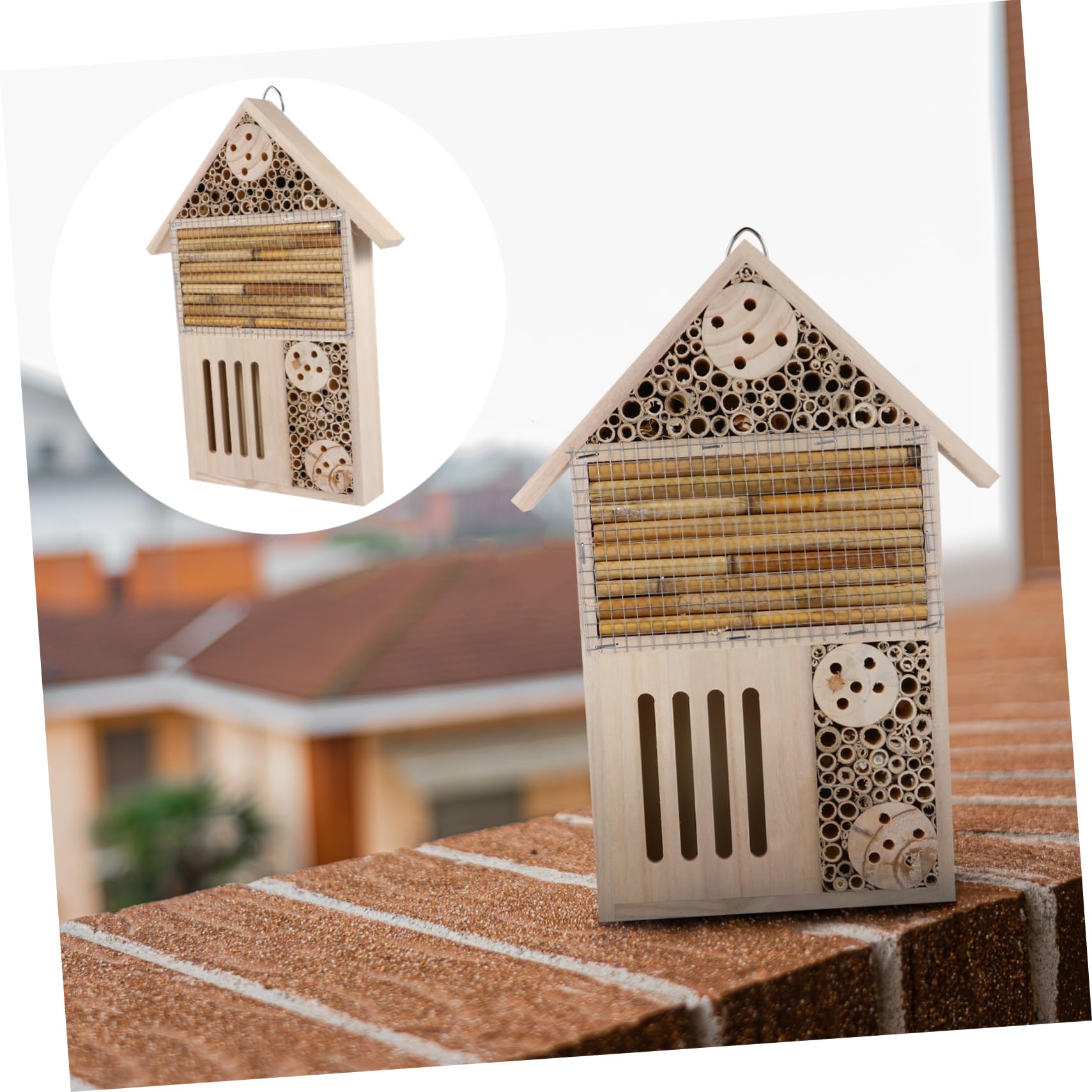 Casetta per Insetti in Legno Beige Lisci e Riparo per Nidi, Design Unico per Decorazione Giardino e Casa, per Api e Altri Insetti