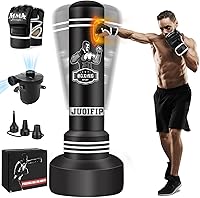 JUOIFIP 70'' Freestanding Punching Bag with Stand, Boxing Gloves & Electric Air Pump - Kickboxing Heavy Bag for Adults MMA Muay Thai Training