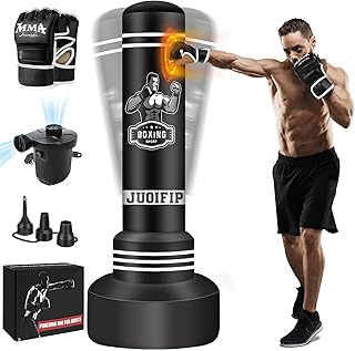 Saco de boxeo independiente para adultos, bolsa de boxeo de 70 pulgadas con soporte para patadas, bolsa pesada con guantes de boxeo y bomba de aire eléctrica, bolsas de kickboxing para principiantes