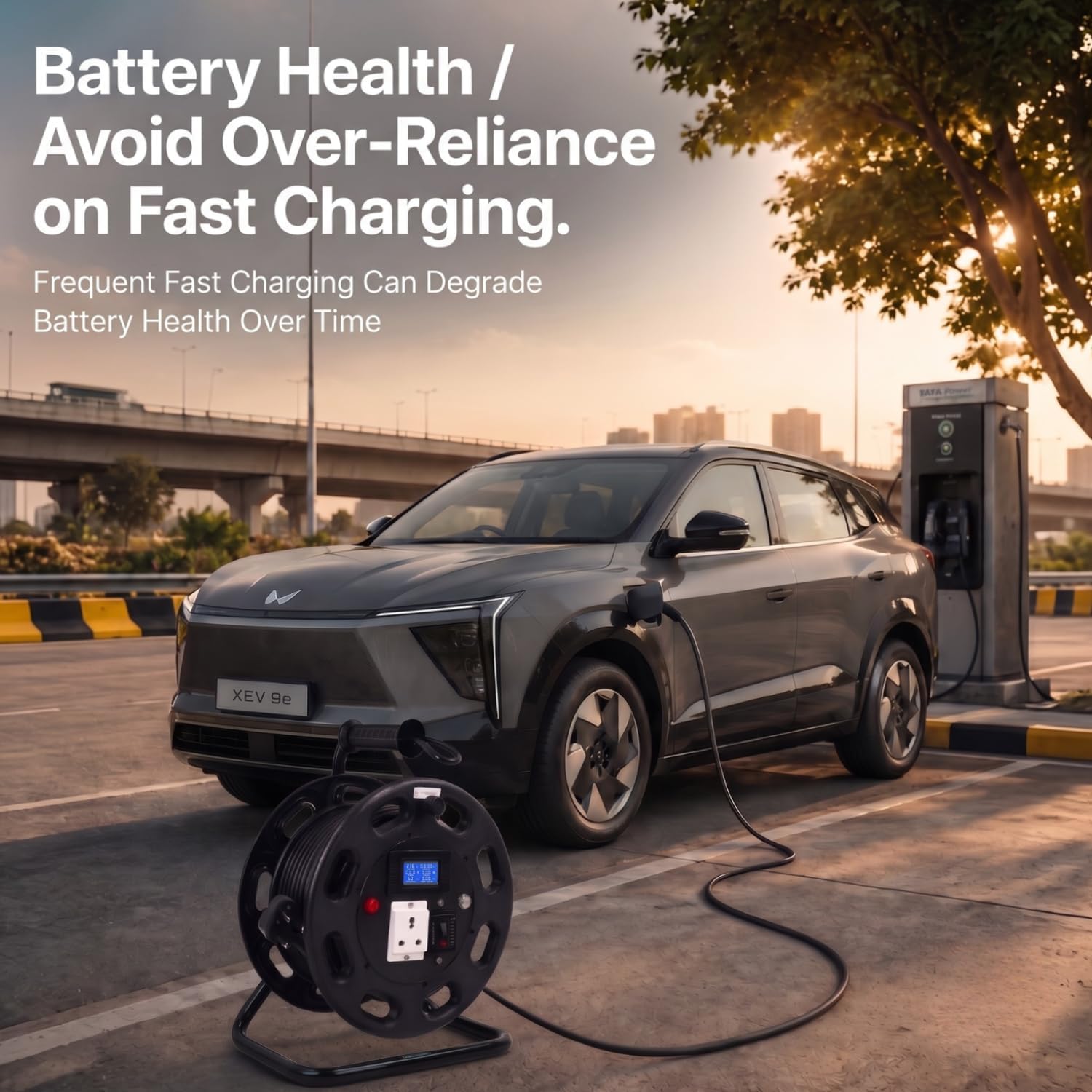 WunderCurrent® W3 Ultra EV Charger with 20 Metres of 4 Sq Mm 3-Core Cable 6-in-1 Digital Energy Metre External Earthing Mechanism — Amazon image 2