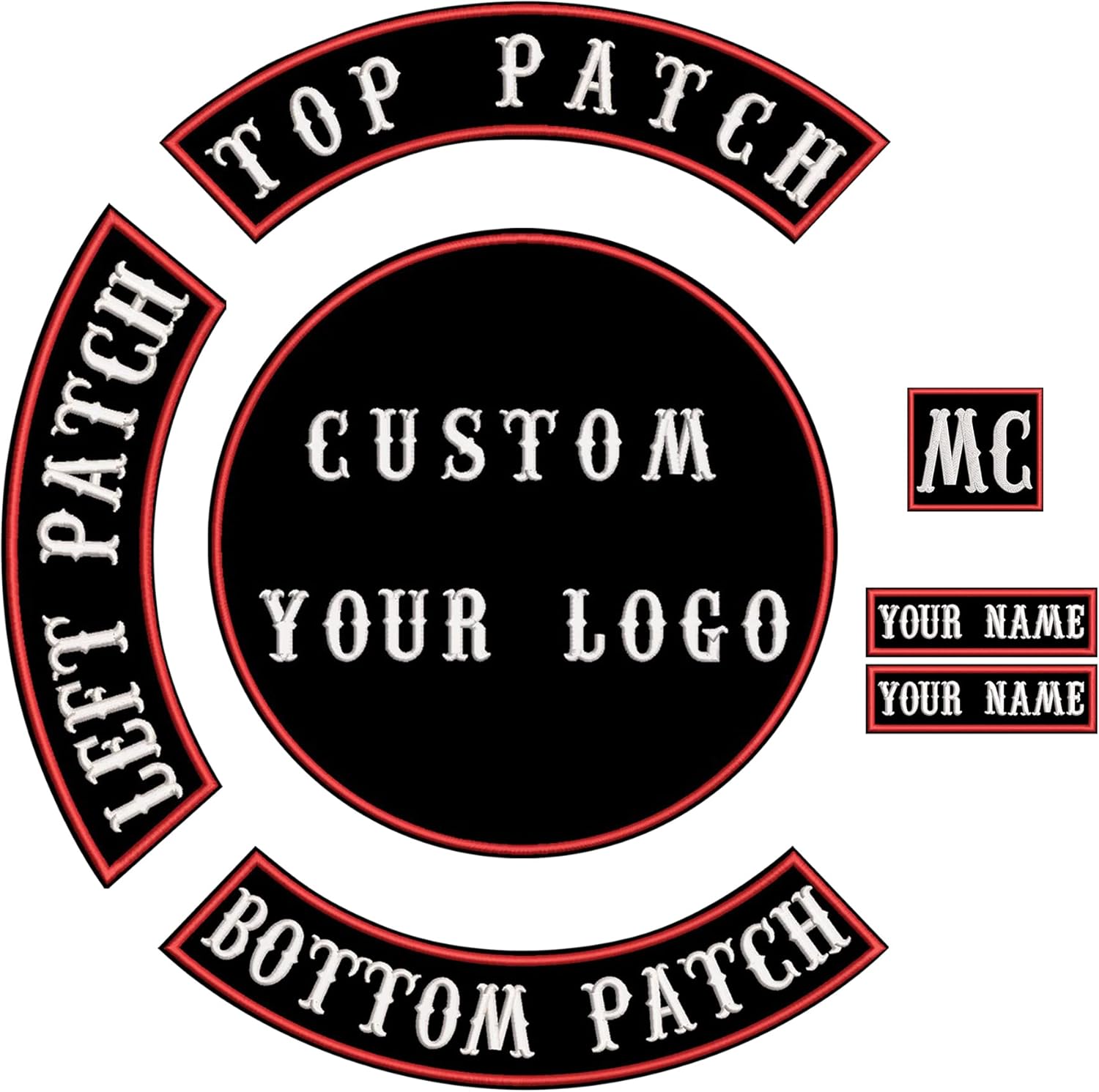 Uayma 7Pcs Custom Embroidered MC Biker Patches