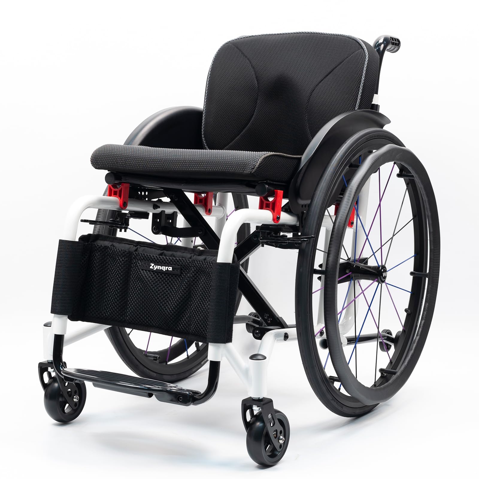 Zynqra Light Comfortable Folding Wheelchair,Durable Folding Steel Transport Wheelchair,Self-Propelled Manual Chair With Anti-Tipper, Weight,Portable Folding Wheelchair For Adults And Seniors(16.5In Seat Width