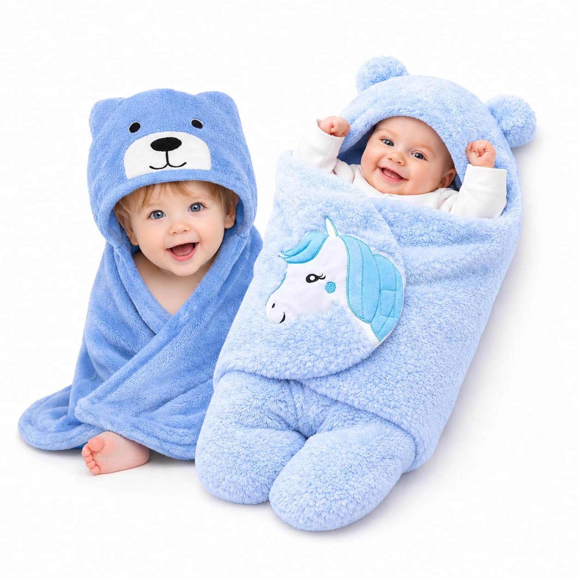 Ultra Soft Polar Fleece Baby Hooded Blanket