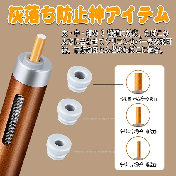 スモーク灰皿 一体型 ポータブルシガレットホルダー 木製 携帯灰皿 ライター付き 灰が落ちない 灰が飛び散る防止 コンパクト 丸洗い可能 取り外し可能 車 はい皿 USB充電式 屋外/車内用 アウトドア キャンプ ポータブル 便利グッズ 喫煙用品 ギフト (ゴールド) [並行輸入品] - 5