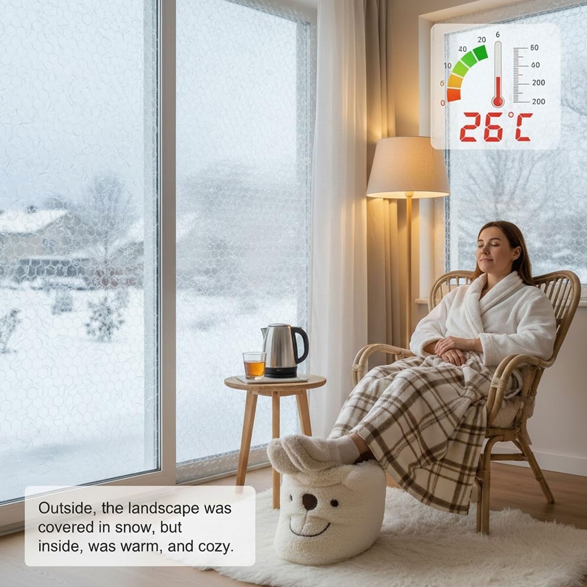 Large Window Insulation Kit, Weatherproofing Windows Cover for Winter, Translucent Insulated Windows Film, Insulating Shrink Film, Window Winterizing Kit for Winter(White,W67inxH114in)