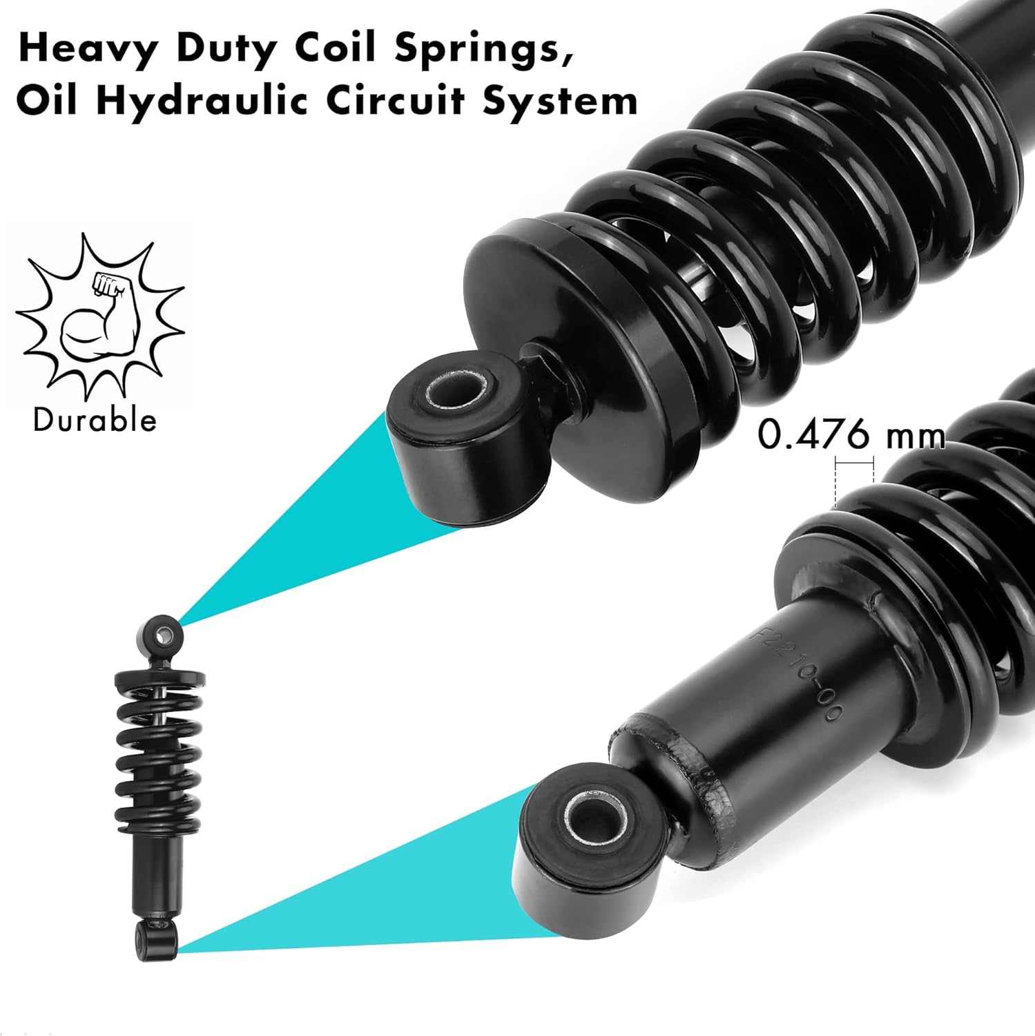 10L0L Golf Cart Heavy Duty Rear Shock Absorber with Springs Fit Yamaha G29 Drive/Yamaha G14/G16/G19/G20/G22 Gas & Electric, OEM # JR6-F2210-00, JN4-F2210-00-00(with Shock Extenders)