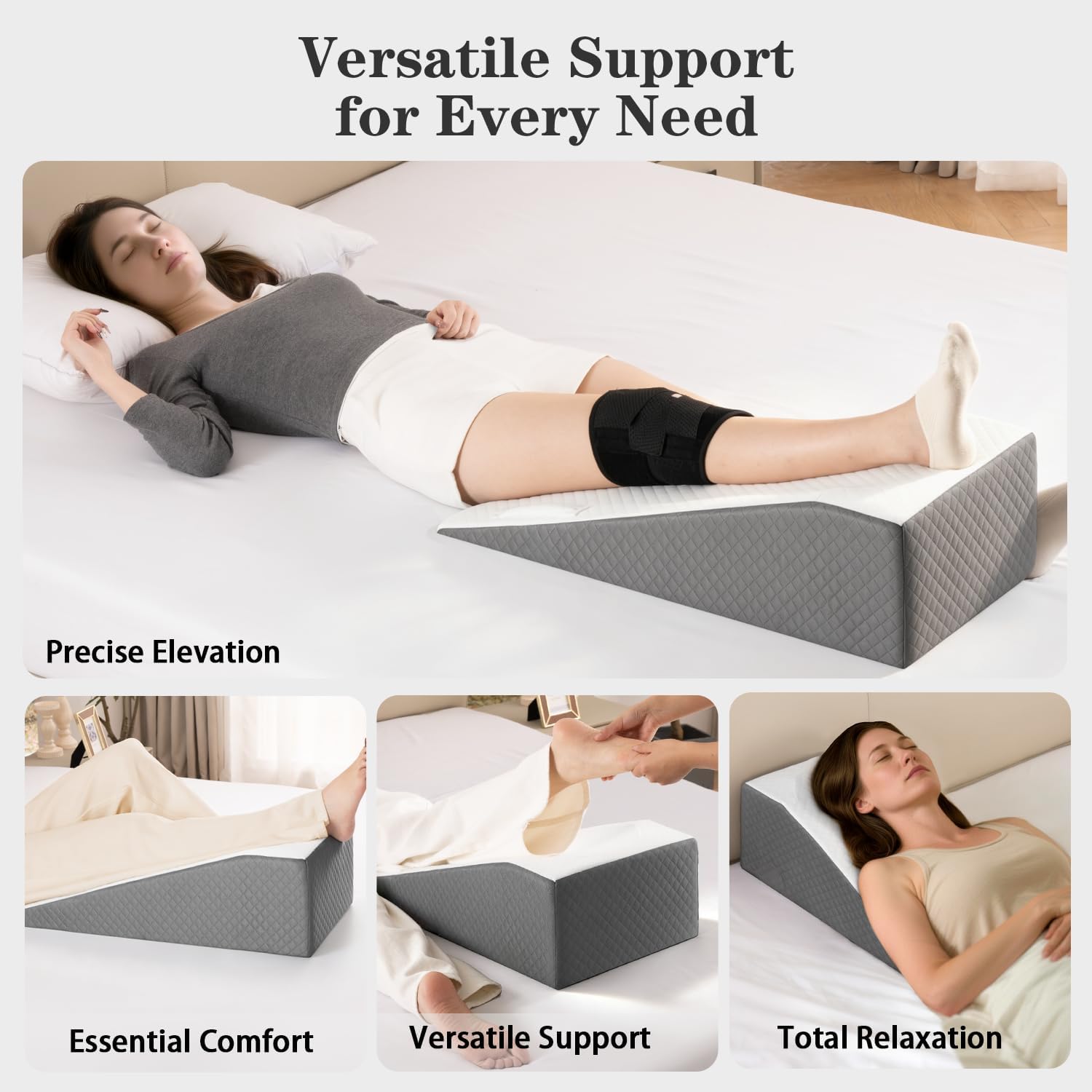 Hapiclody Leg Elevation Pillow for After Surgery – Knee Surgery Recovery Leg Support Pillow with Handle, Designed for Knee Replacement Recovery, Single Leg Elevating Wedge