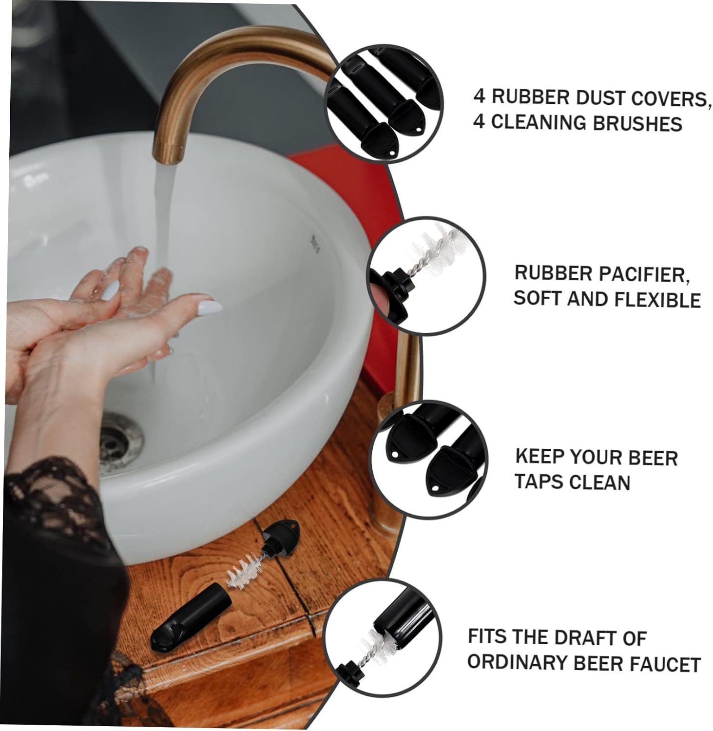 Unomor Beer Tap Cleaning Brush Faucet Covers 12pc Keg Cleaning Kit Keg Tap Caps for Draft Beer Faucet