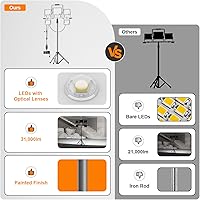 Vista 3 de 31000Lumen LED Work Light 260w with Tripod Stand Work Lights 5 Head Portable Work Light with Anti-Glare Lenses,19.7ft Power Cord, Height Adjustable