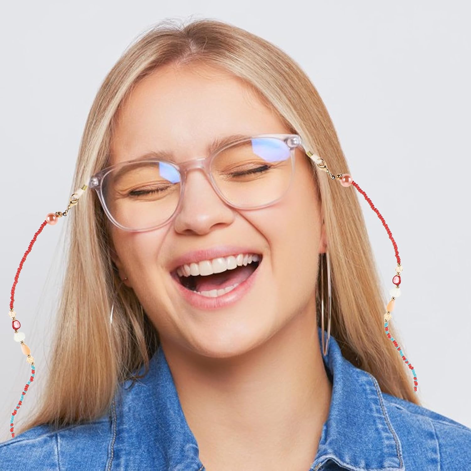Beaded Glasses Necklace Eyeglasses Chain for Women Adjustable Colorful Anti-slip Eyewear Strap Holder Lanyard for Glasses around Neck