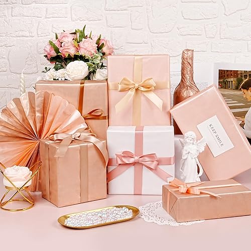 Miniatura 2 de 60 hojas de papel de seda para bolsas de regalo, 14 x 20 pulgadas, papel de seda metálico rosa dorado rosa blanco para embalaje de manualidades,
