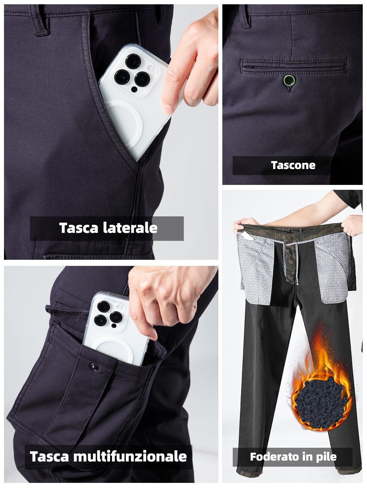 Jeans Couture Pantaloni Cargo Uomo Pantaloni da Lavoro Uomo Cargo Moto Invernali Impermeabili Uomo Pantaloni