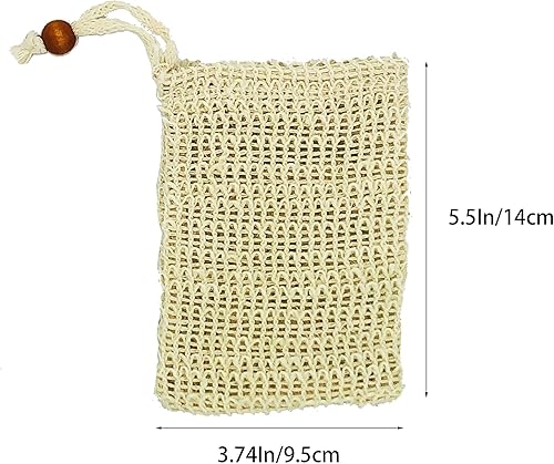 Miniatura 3 de Paquete de 4 jaboneras de madera y 4 bolsas exfoliantes de jabón, soportes de jabón autodrenantes hechos a mano, jaboneras de barra para baño,