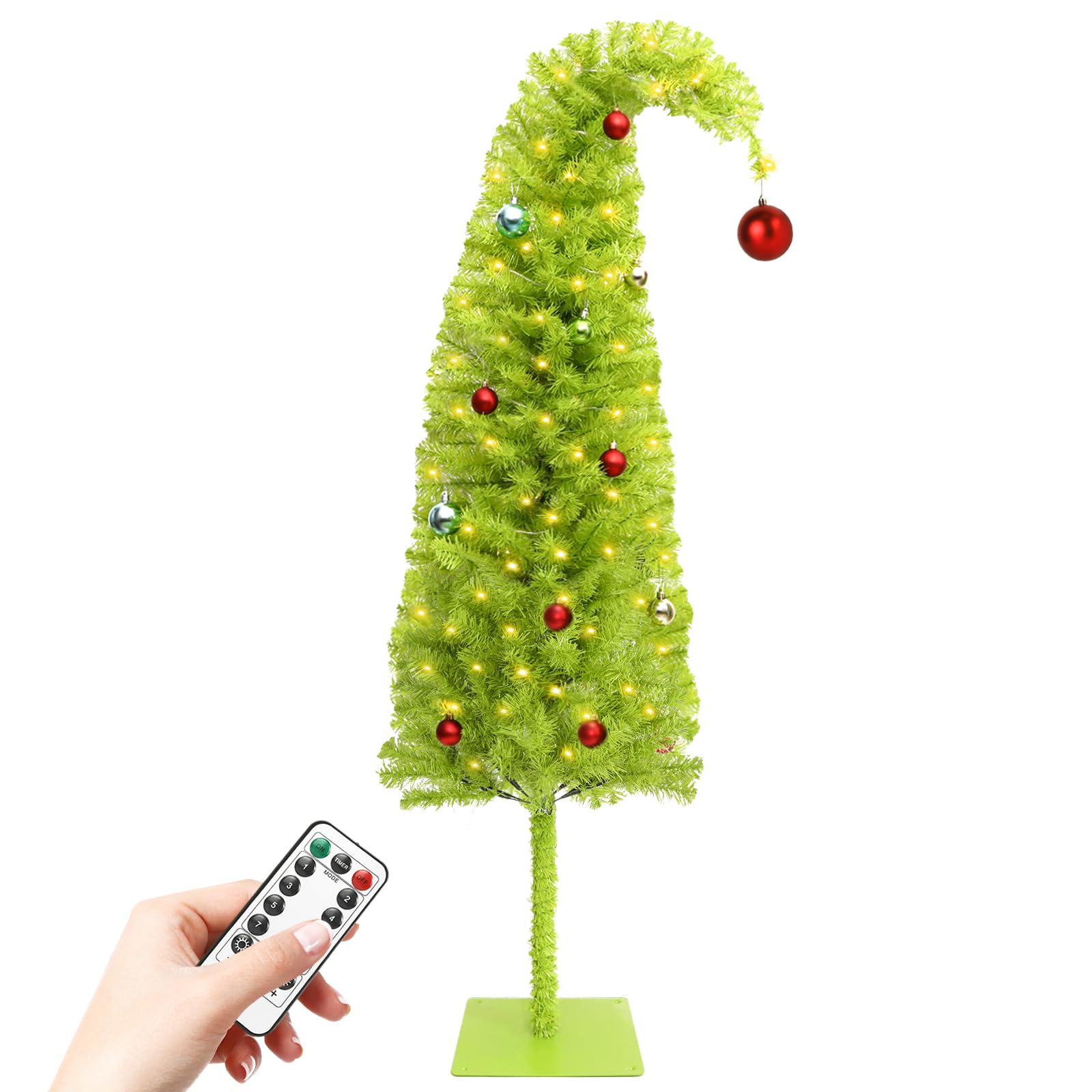 Amazon.com: Obralitic 5FT Whimsical Lime Green Christmas Tree with