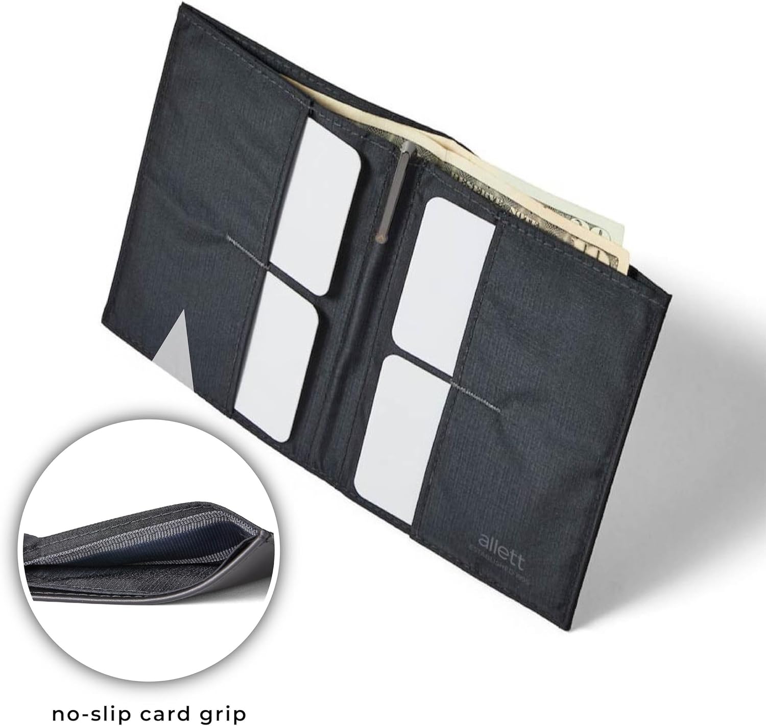 Allett Coin Wallet 2.0, Onyx Black | Leather, RFID Blocking, Velcro Pocket, Slim, Minimalist, Bifold, Water Resistant, Thin, Front Pocket | Holds 4-24 Cards, Flat Bills & Receipts - Image 3