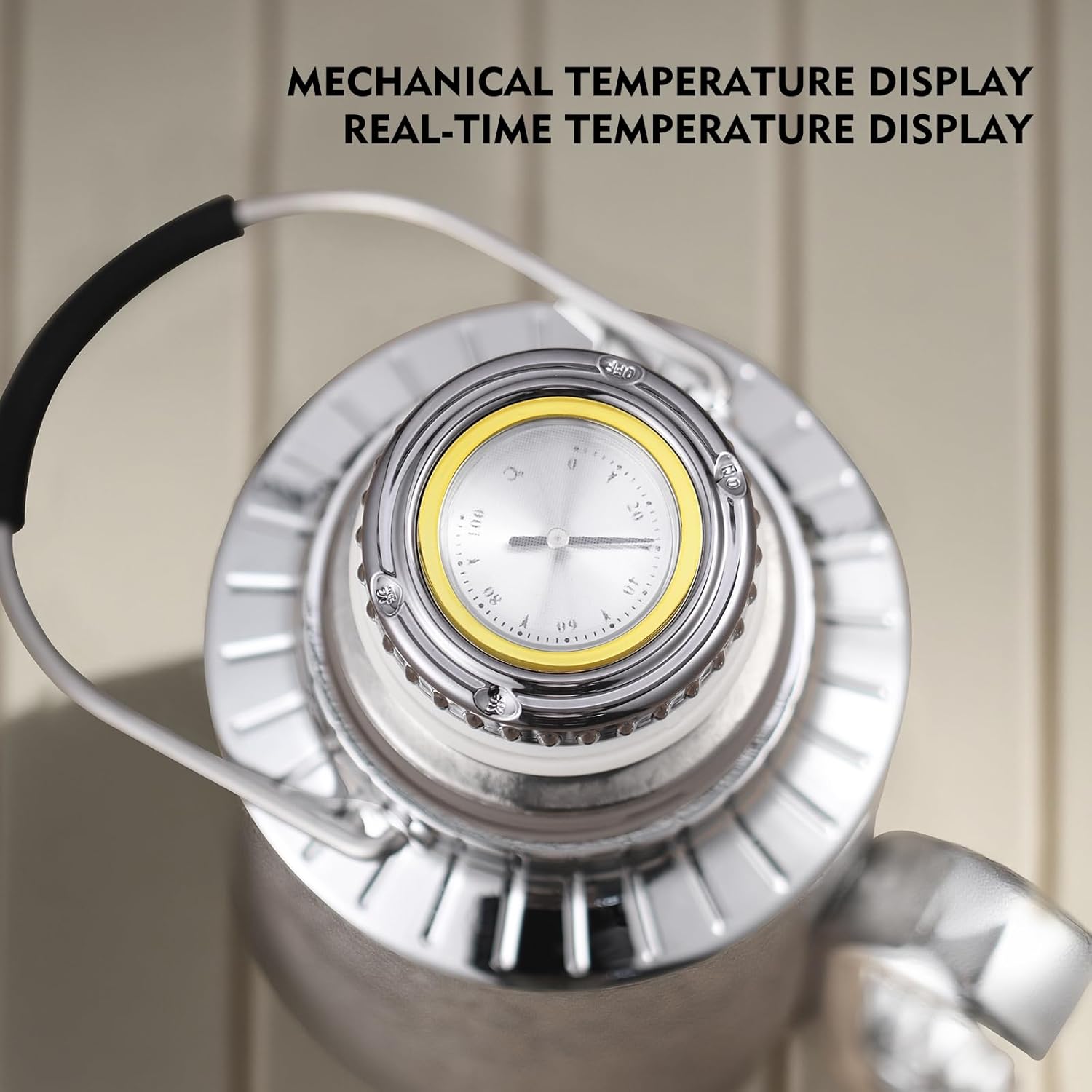 Titanium Thermos 800ml, Pure Titanium Vacuum Insulated Water Bottle with Handle & Carry Strap, Mechanical Temperature Display Lid, Lightweight Flask for Camping, Hiking & Outdoor (Silver)