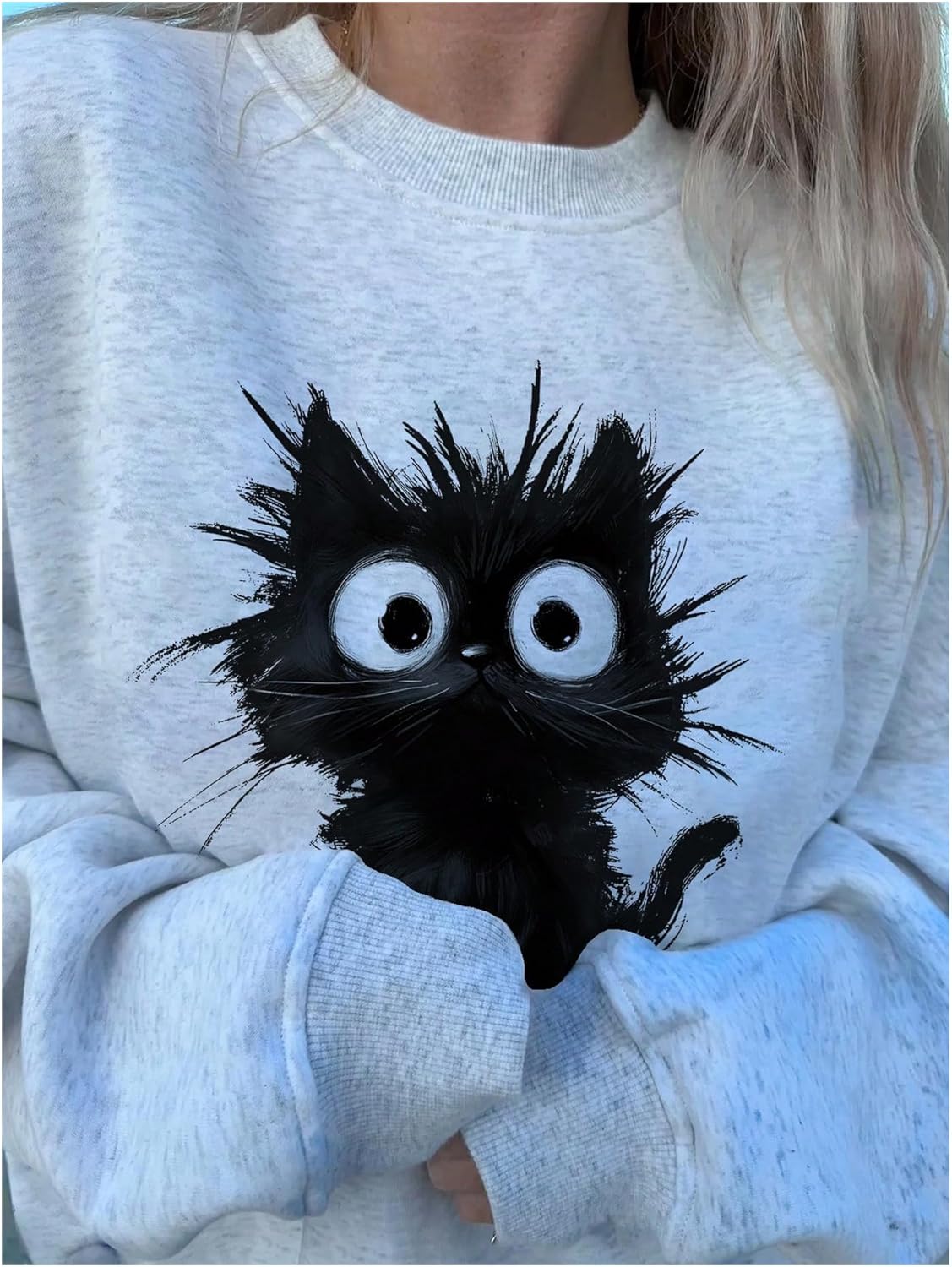 SHENHE Women's Crewneck Graphic Sweatshirts Animal Print Long Sleeve Oversized Sweatshirt Trendy Pullover Casual Tops - Image 2