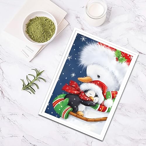 Miniatura 4 de SENQAO Kits de pintura de diamantes de Navidad para adultos, kits de arte de diamantes de pingüino de Navidad 5D, pingüino de invierno, arte de