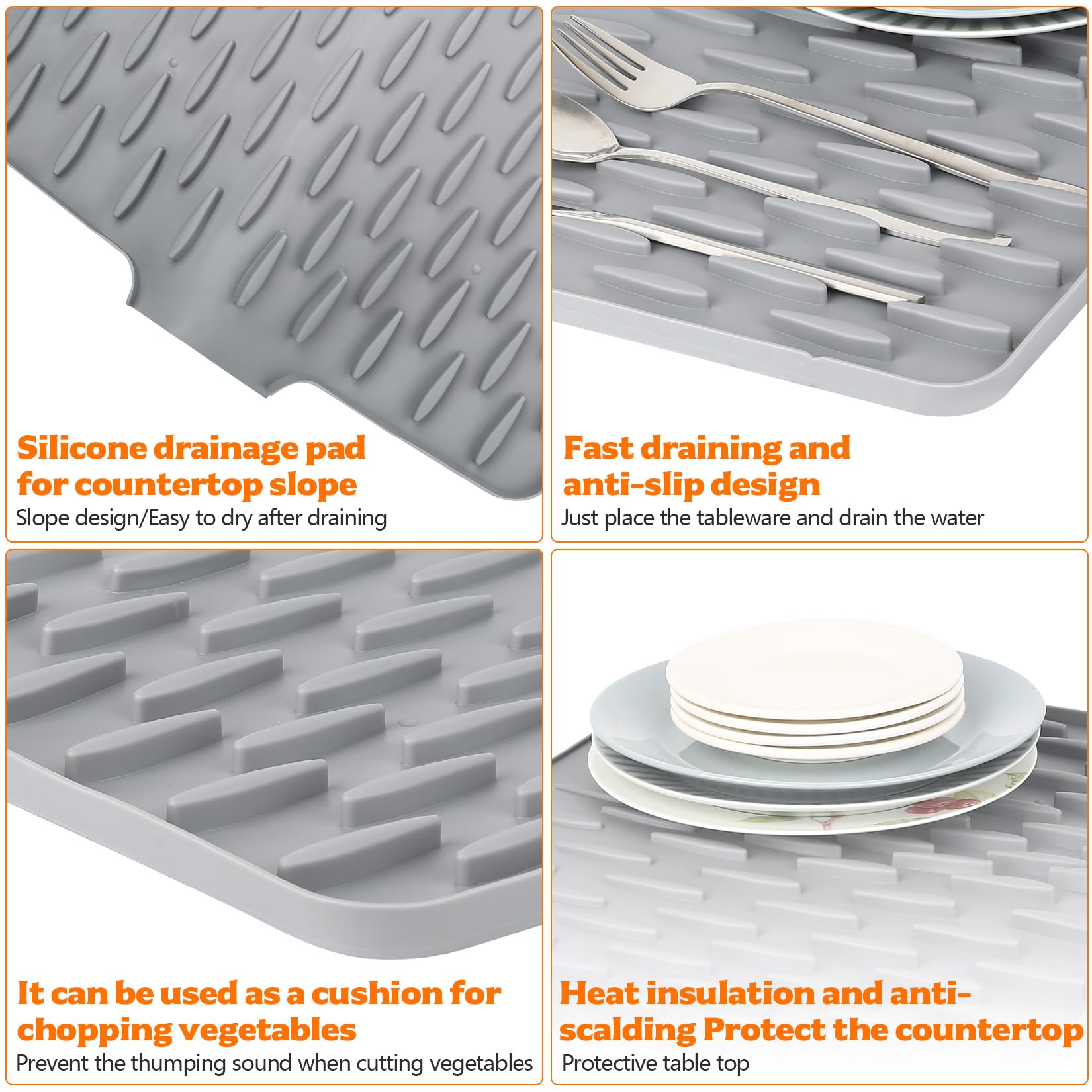 Tapis égouttoir En Silicone Pour Plan De Travail De Cuisine