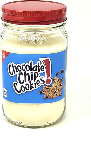 Vela de galletas con chispas de chocolate  Cera de coco y soja prémium (16 onzas cuadrado Mason