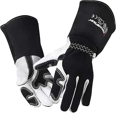ARCCAPTAIN Guantes de Soldadura de Piel de Cabra de, Destreza, Comodidad y Resistentes para Protección Laboral