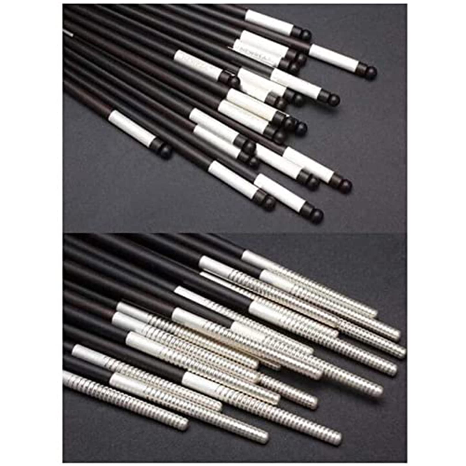 Baguettes réutilisables Lot de baguettes chinoises en argent 999, 25 cm, fabriquées à la main, emballage en bambou, idéales for les coffrets cadeaux et les collections, noires, 10 paires(5 pairs)
