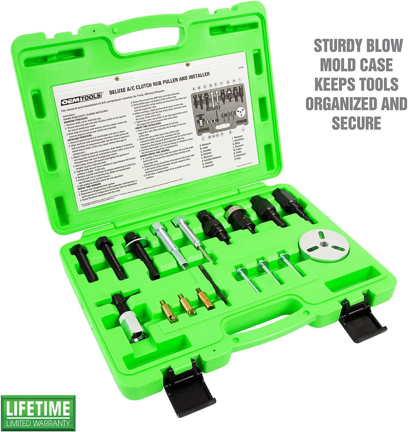 OEMTOOLS 37150 A/C Clutch Tool Kit, Removes and Installs Pressed-On AC Clutches, AC Compressor Clutch Kit for Use with Ford, GM, and Chrysler, Car Tools
